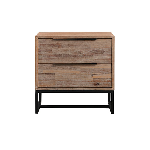 Hannah Two Drawers Bedside Table In Light Oak Colour in Solid Acacia Timber Veneered MDF